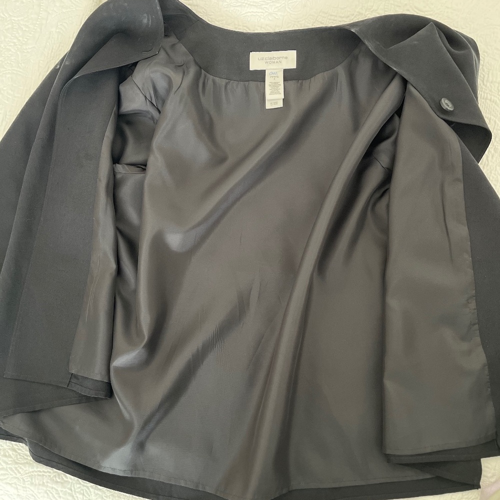 Liz Claiborne Black Minimalist Silk and Linen Swing Jacket 2X - Picture 5 of 8